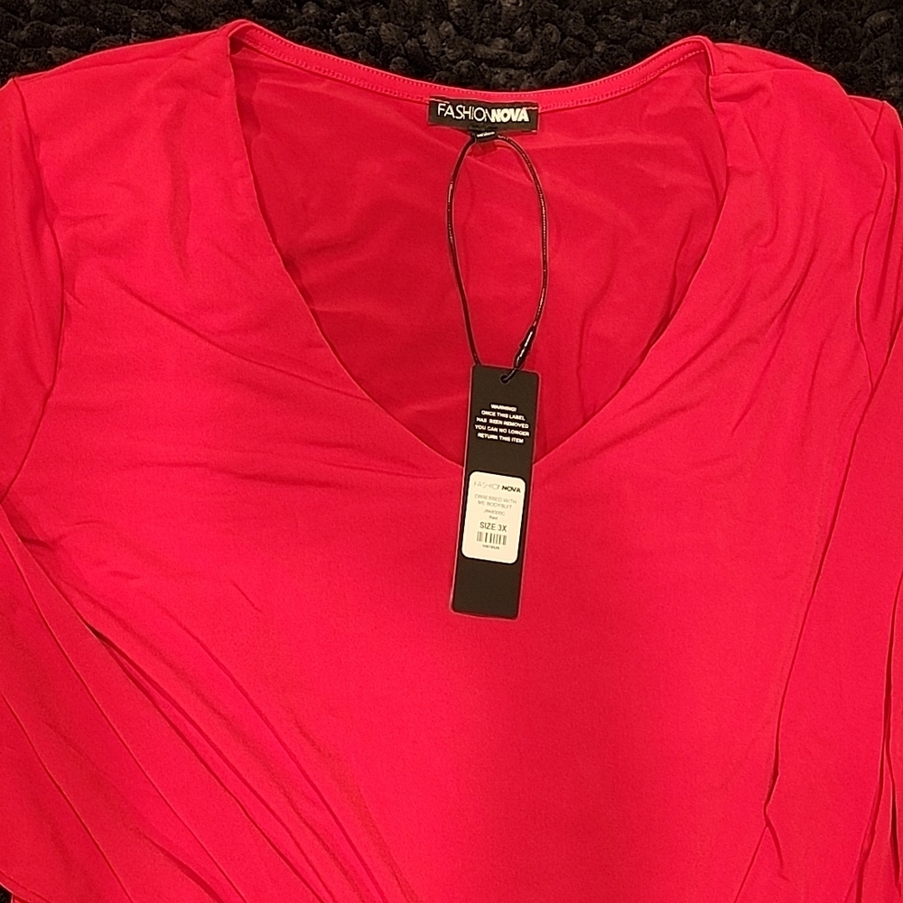 Fashion Nova Vivid Pink Long Sleeve Top